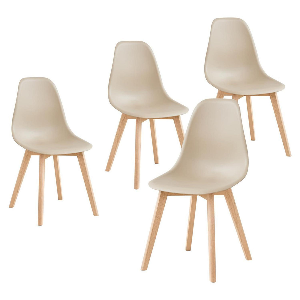 4 Esszimmerstühle mit Buchenholzbeinen, Khaki
