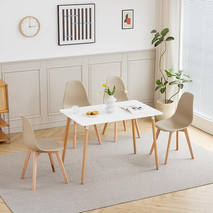 4 Esszimmerstühle mit Buchenholzbeinen, Khaki