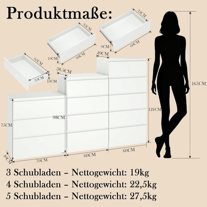 3er Set Kommoden Weiß – Schlafzimmer, Büro & Wohnen