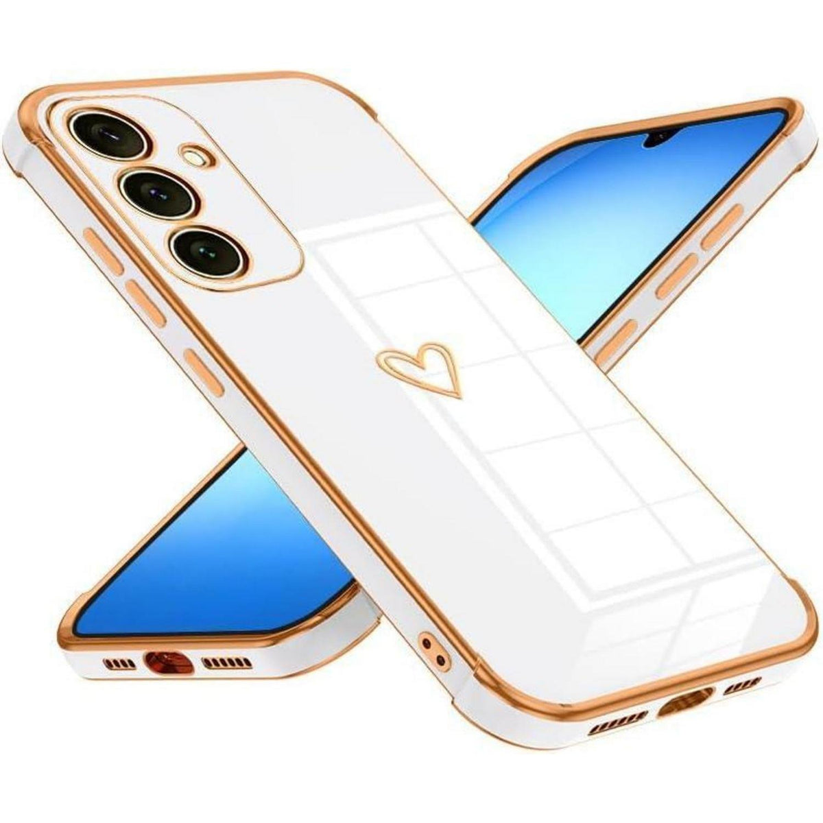 Handyhülle Samsung A17 4G/5G Herz Muster Galvanik Weiß