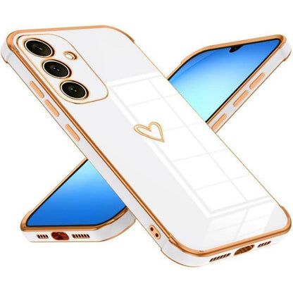 Handyhülle Samsung A17 4G/5G Herz Muster Galvanik Weiß