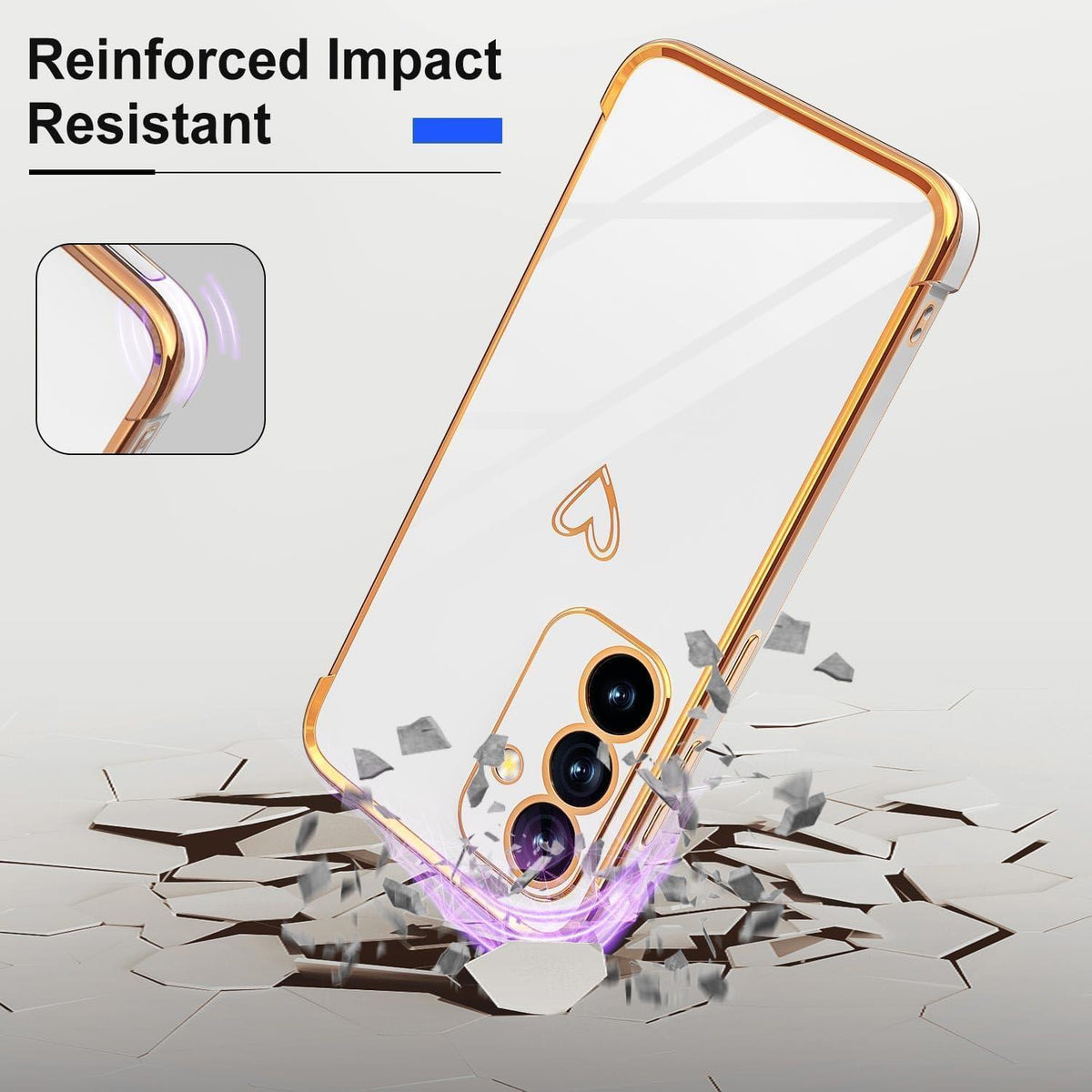 Handyhülle Samsung A17 4G/5G Herz Muster Galvanik Weiß