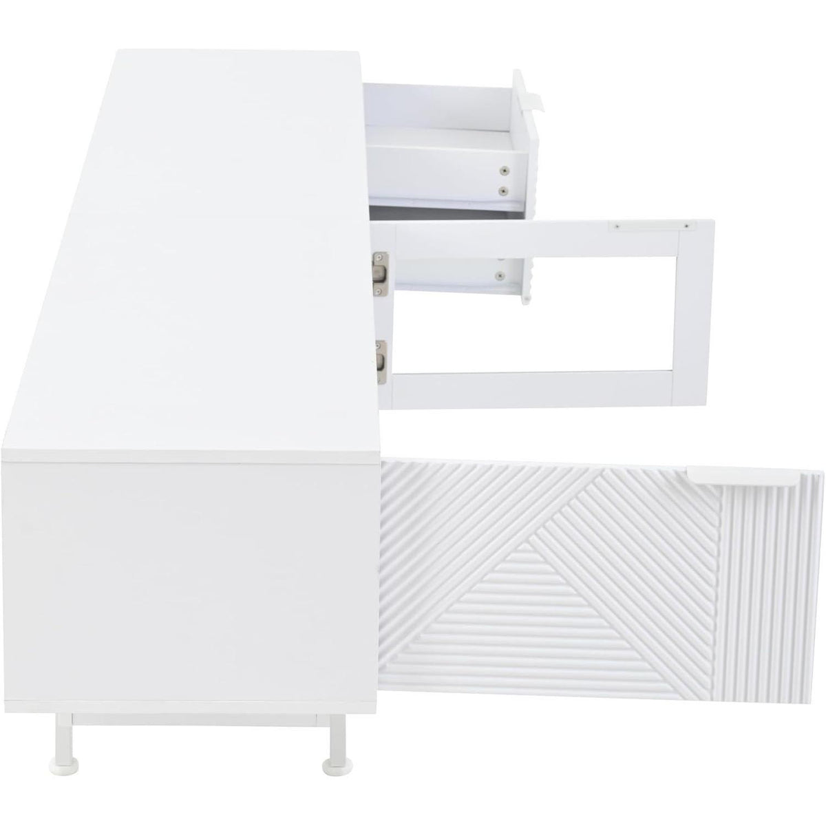 TV Lowboard Weiß mit Stauraum – 200x40x50.5cm