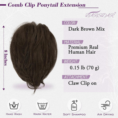 Echthaar Pferdeschwanz Extension Dunkelbraun Mix – DIY Dutt Haarteil