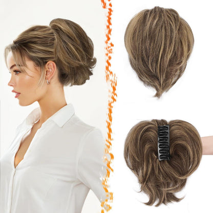 Echthaar Pferdeschwanz Extension – Braun Blond, DIY Dutt Klemmer
