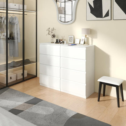 Weiße Kommode 2er-Set mit 4 Schubladen | 60cm breit