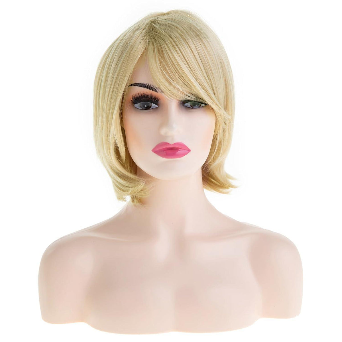 Blonde Kurzhaarperücke Damen Synthetisch mit Pony