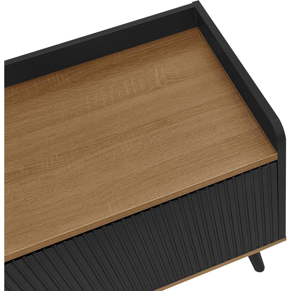 TV Lowboard Schwarz/Holz mit 3 Türen – 160x39x49,5cm