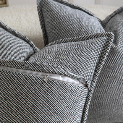 Chenille Kissenbezüge 2er Set Schwarz Weiß 30x50 cm