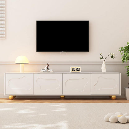 TV Lowboard weiß mit Wolken Design & Stauraum (180x40x45cm)