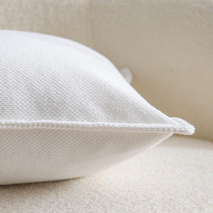 2x Chenille Kissenbezug Weiß 40x80 cm - Weiche Boho Deko