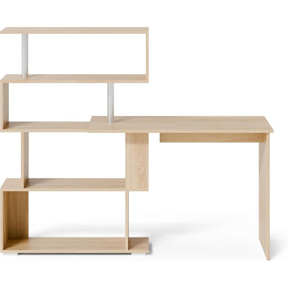 L-Schreibtisch mit drehbarem Bücherregal, Eiche
