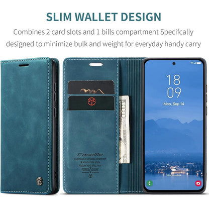 Klapphülle für Samsung Galaxy S25 FE 5G Blaugrün in Lederoptik