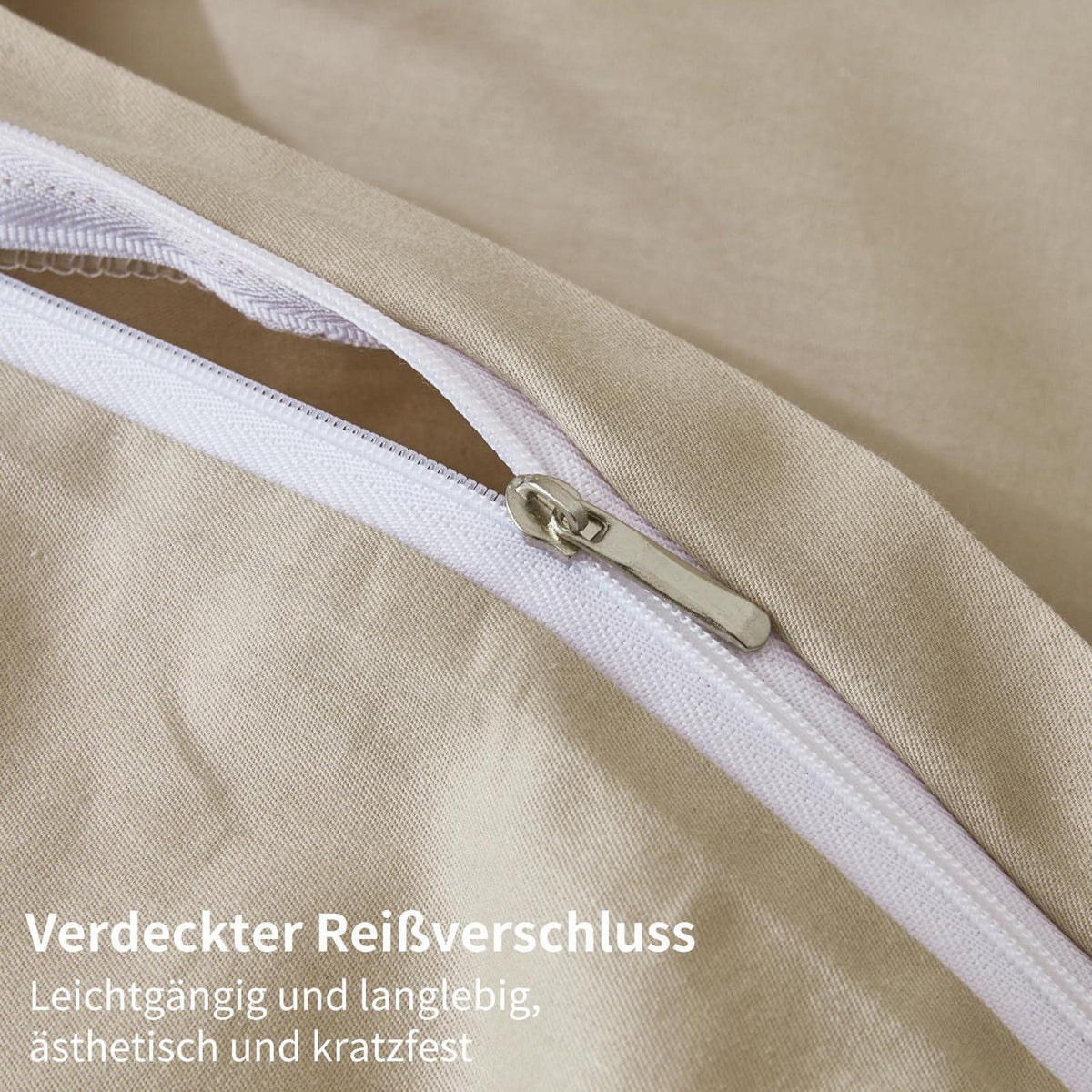 4teilige Bettwäsche 135x200 Khaki – 100% Baumwolle