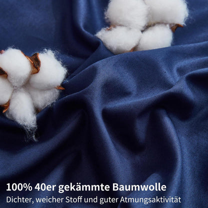 Dunkelblaue Bettwäsche 135x200 - 4-teilig, 100% Baumwolle