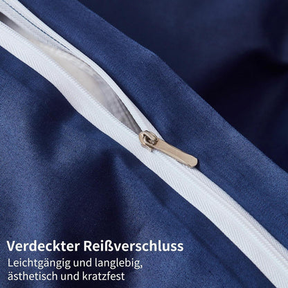Dunkelblaue Bettwäsche 135x200 - 4-teilig, 100% Baumwolle