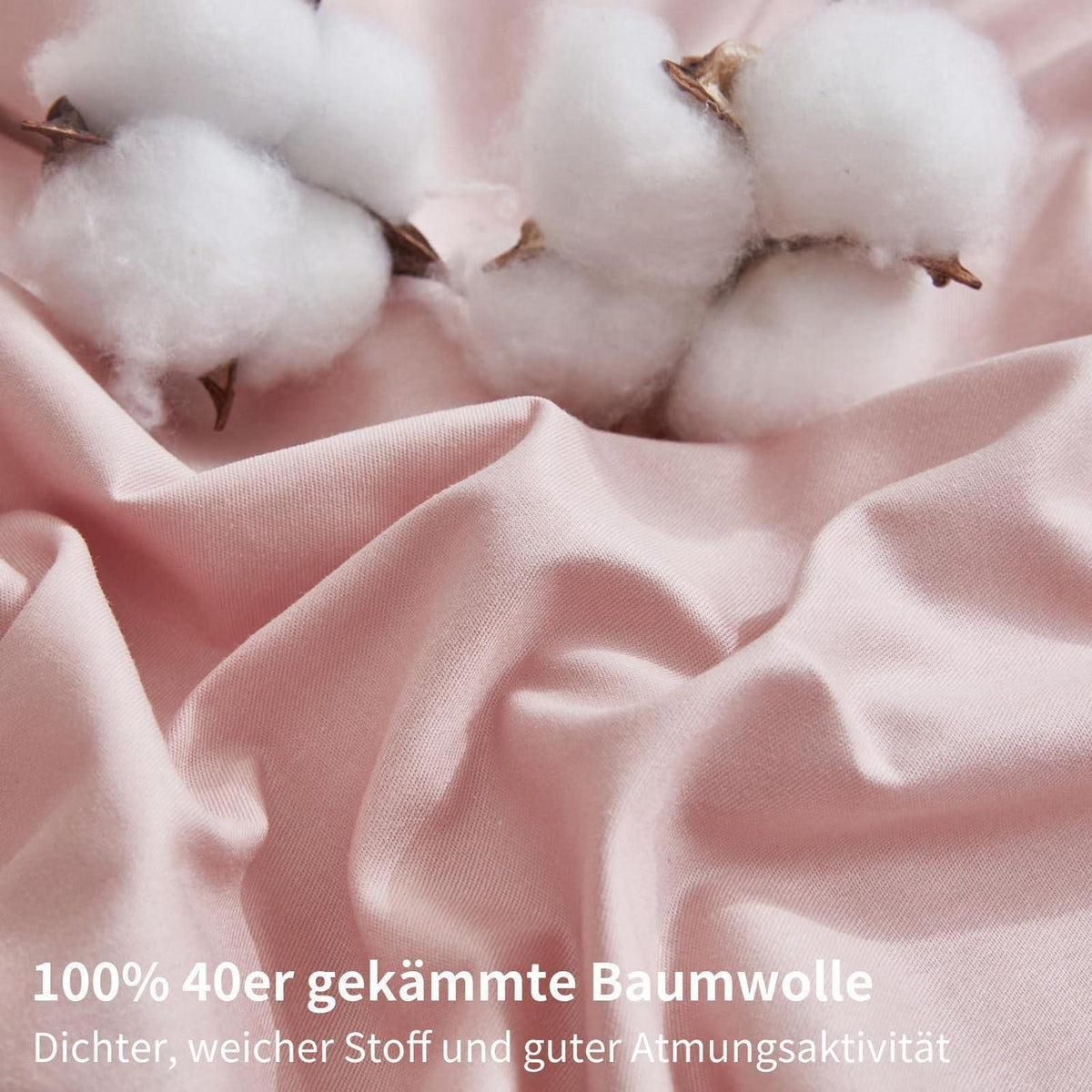 Rosa Baumwoll Bettwäsche 135x200 - 4-teilig, Kühlend & Weich