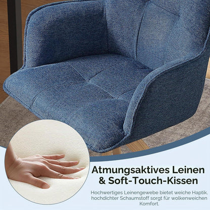 Drehbarer Esszimmerstuhl Set Blau - Polsterstuhl mit Armlehnen