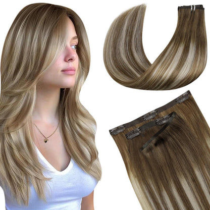 Echthaar Clip-in Extensions Balayage Blond 40cm