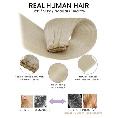 Echthaar Clip-in Extensions Blond #613 – 35cm, 100g