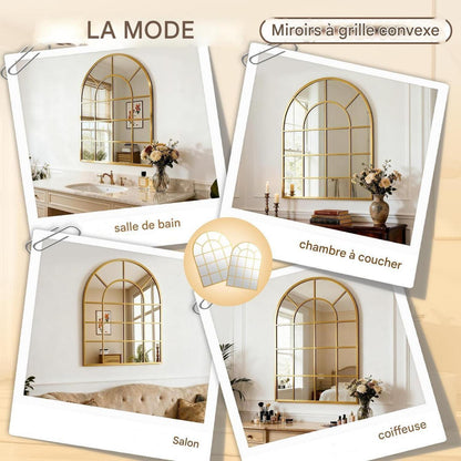 Koonmi Gitter Wandspiegel Gold 100x75 cm – Dekorativer Spiegel