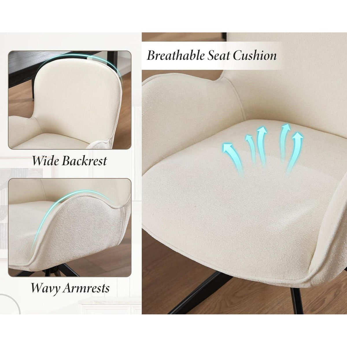 Drehbare Esszimmerstühle 2er Set – Gepolstert, Weiß