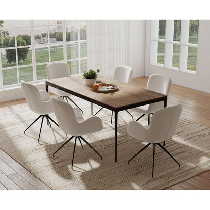 Drehbare Esszimmerstühle 2er Set – Gepolstert, Weiß