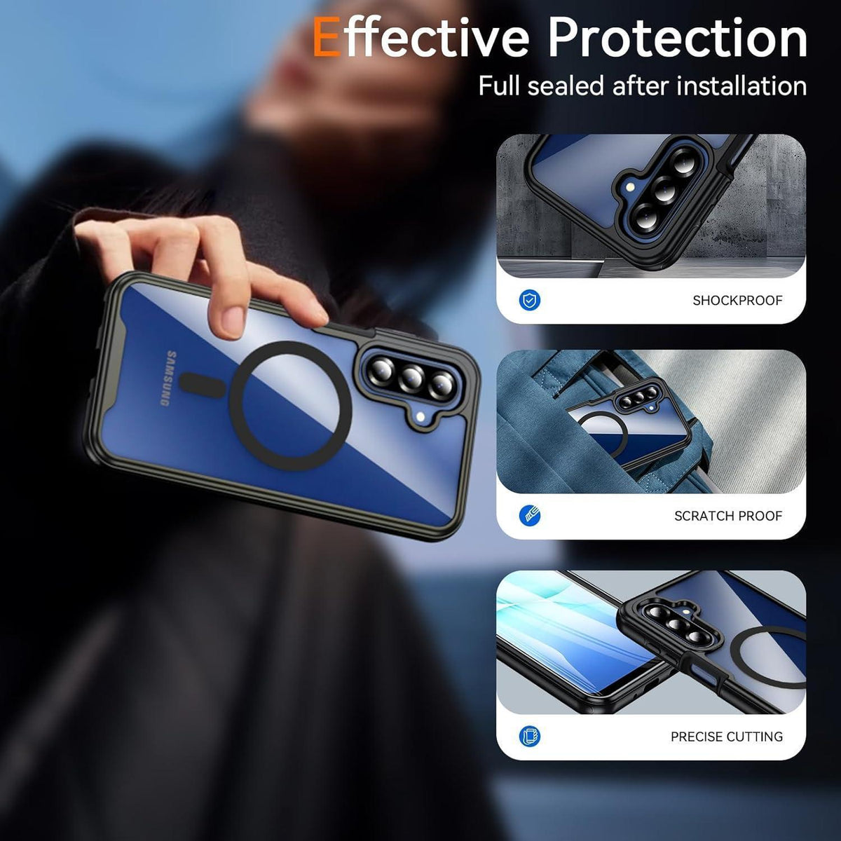 360° Handyhülle mit Displayschutz für Samsung Galaxy A17 5G (Schwarz)