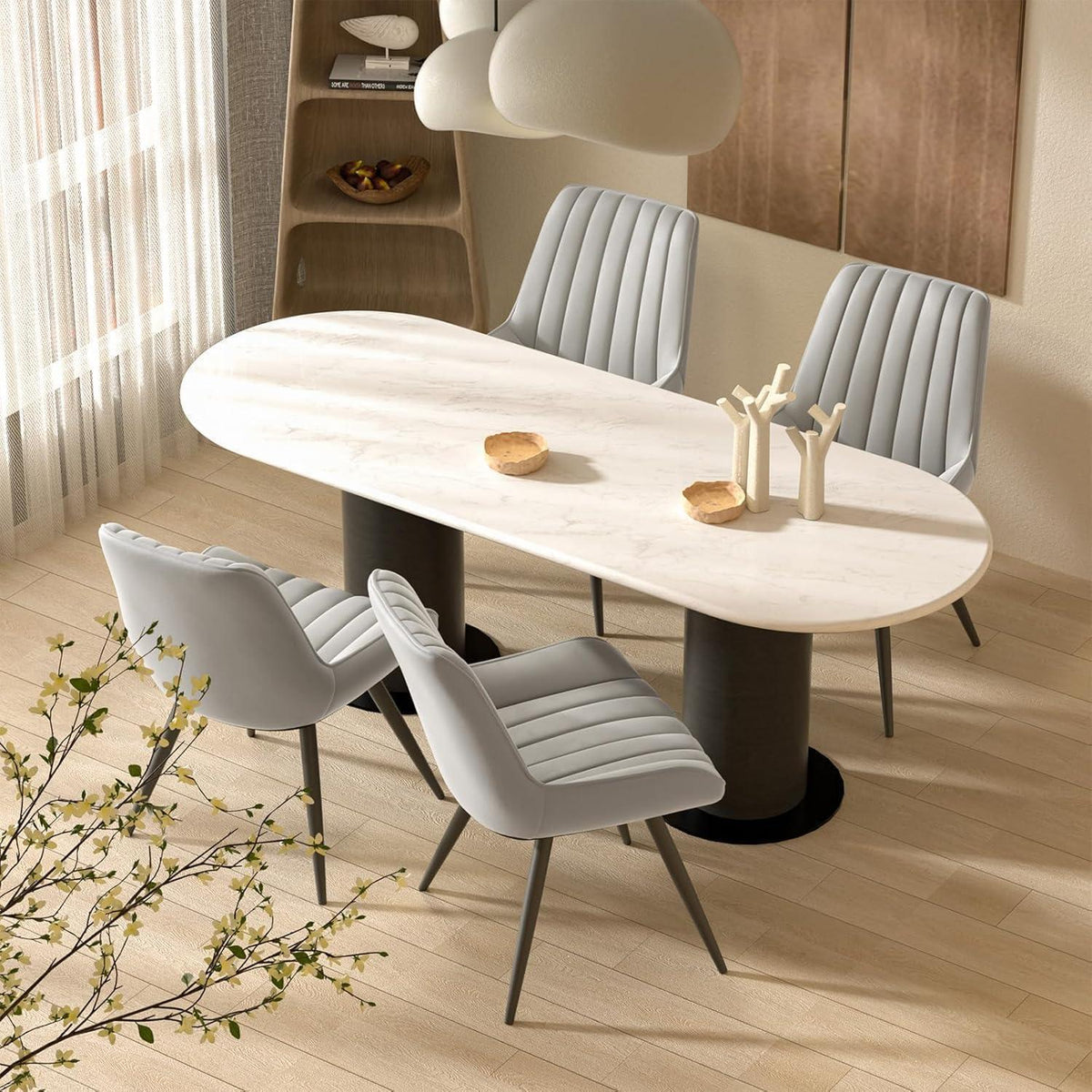Esszimmerstühle 6er Set Grau | Polsterstühle mit Sitzkissen