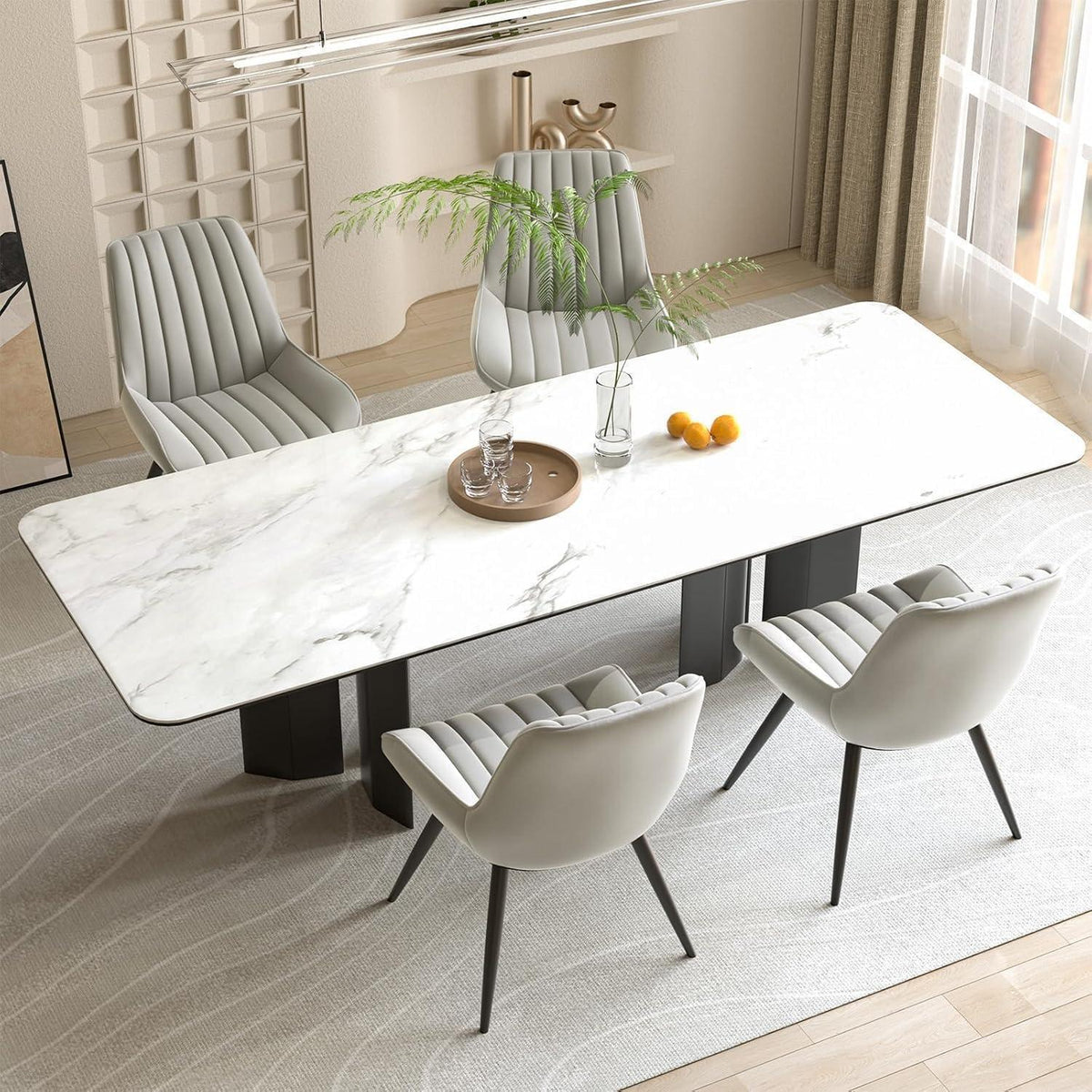 Esszimmerstühle 6er Set Grau | Polsterstühle mit Sitzkissen