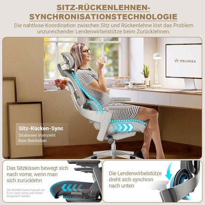 Ergonomischer Bürostuhl mit Lendenwirbelstütze, 200 kg belastbar