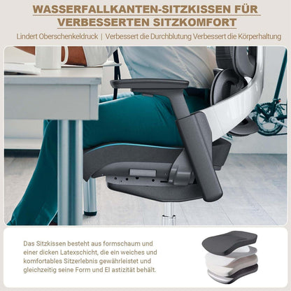 Ergonomischer Bürostuhl mit Lendenwirbelstütze, 200 kg belastbar