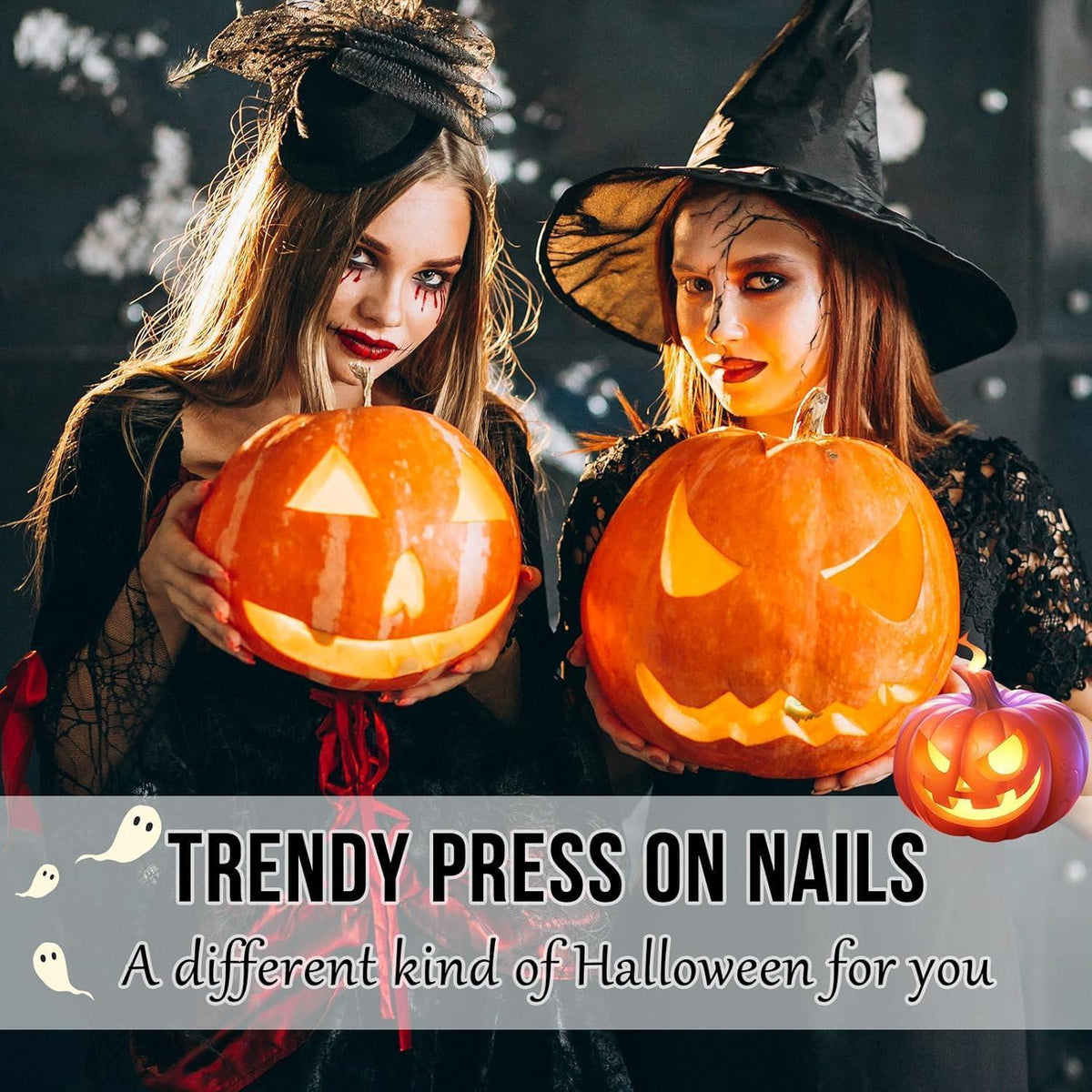 24 Nude Schwarz Press On Nails – Halloween Spinnennetz Design