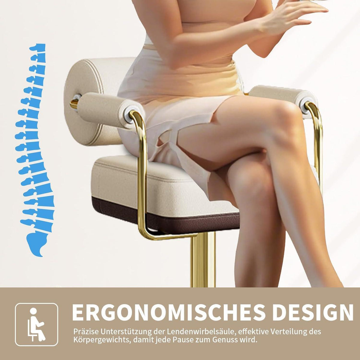 Vigosit Barhocker Set Höhenverstellbar, Drehbar & Gepolstert, Weiss