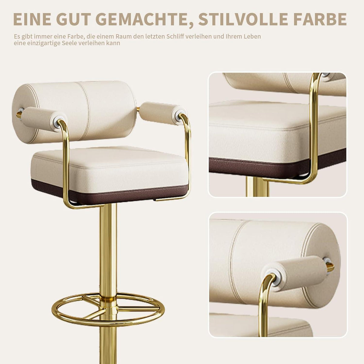 Vigosit Barhocker Set Höhenverstellbar, Drehbar & Gepolstert, Weiss