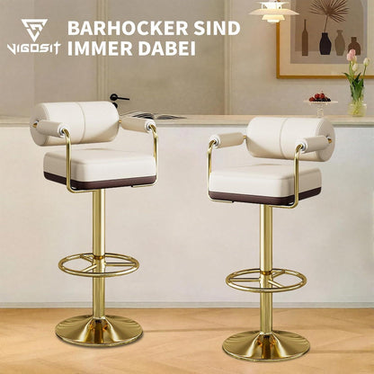 Vigosit Barhocker Set Höhenverstellbar, Drehbar & Gepolstert, Weiss