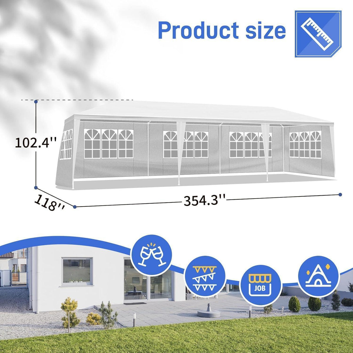Faltpavillon 3x9m mit 8 Wänden – Wasserdicht & Robust