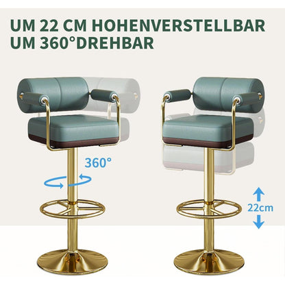 Vigosit Barhocker Set Höhenverstellbar, Drehbar & Gepolstert, Grün