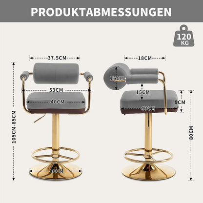 Vigosit Barhocker Set Höhenverstellbar, Grau – Komfortabler Tresenhocker mit Lehne