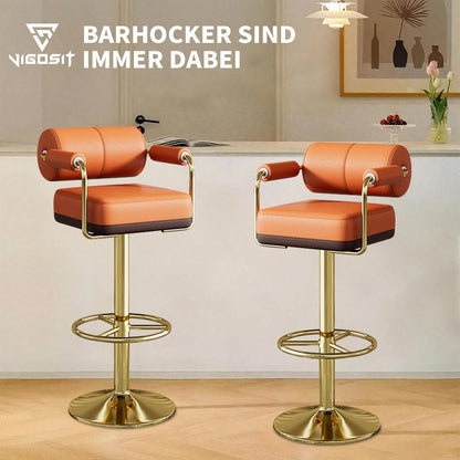 Vigosit Barhocker Set Höhenverstellbar, Drehbar & Gepolstert Braun