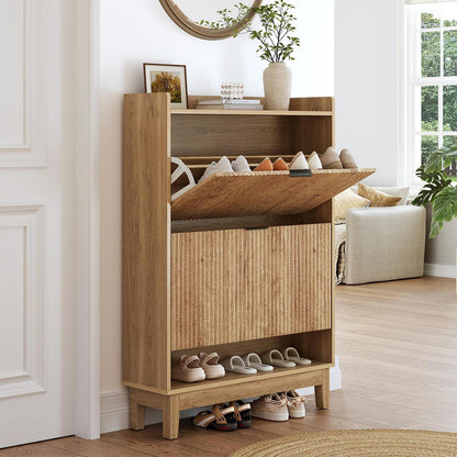 Schuhschrank Schmal mit Schubladen & Regalen – Braun