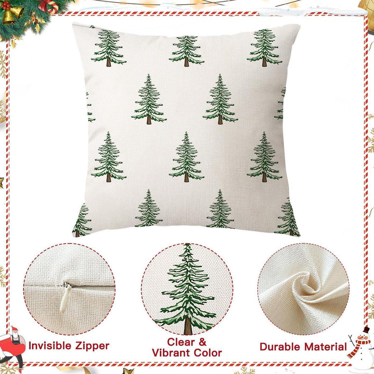 Weihnachtliche Kissenbezüge 2er Set 50x50 cm, Weihnachtsbaum Beige