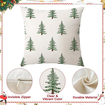 Weihnachtliche Kissenbezüge 2er Set 50x50 cm, Weihnachtsbaum Beige