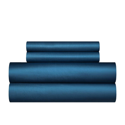 Mako Satin Bettwäsche Set 135x200 Petrol Blau 4tlg.