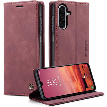 Klapphülle für Samsung Galaxy A17 4G/5G, Weinrot in Lederoptik