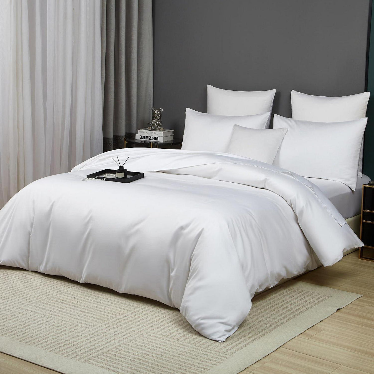Mako Satin Bettwäsche 135x200 Weiß 4tlg. Baumwolle