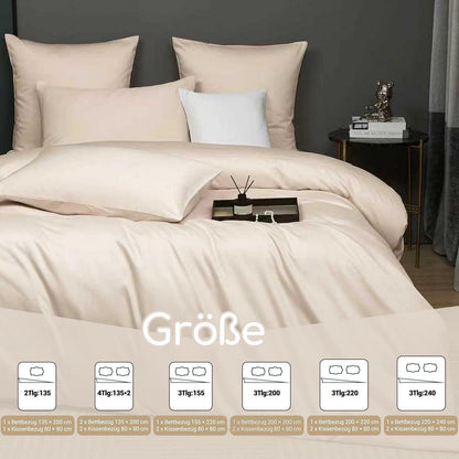 Mako Satin Bettwäsche Set 200x220 Braun – 3-teilig Baumwolle