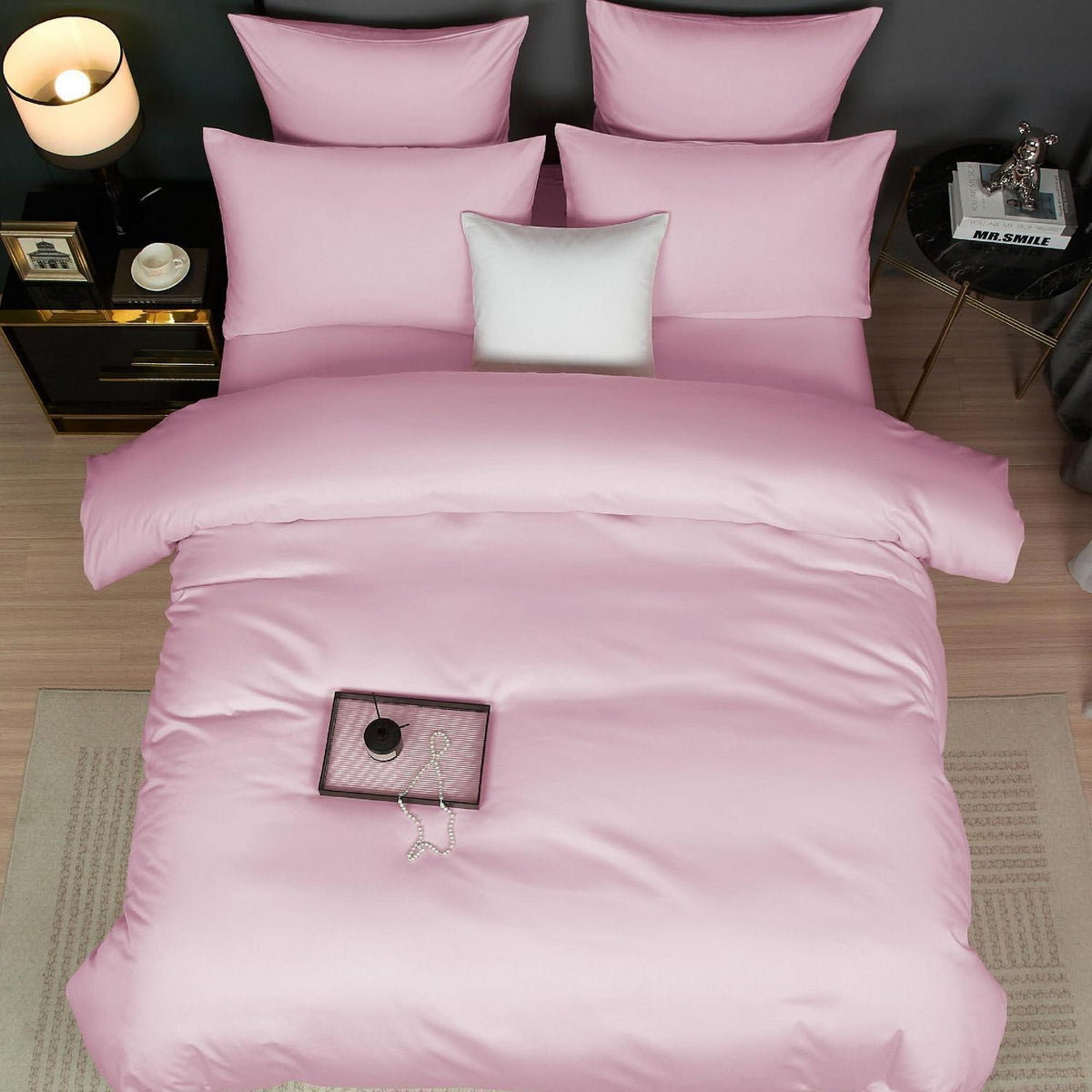 Mako Satin Bettwäsche Set 135x200 Rosa Baumwolle
