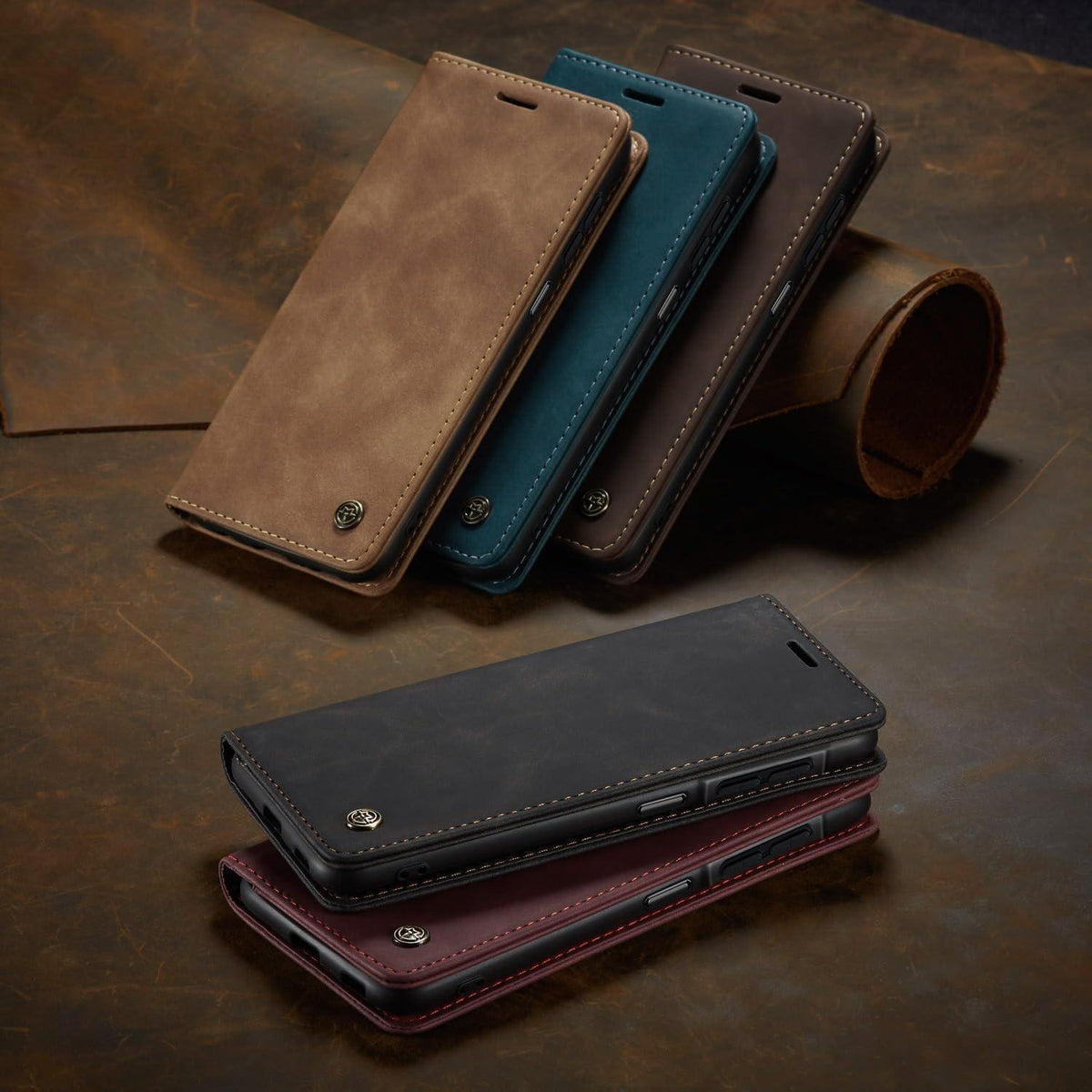 Handyhülle Klappbar für Samsung Galaxy A17 4G/5G Kaffee in Lederoptik