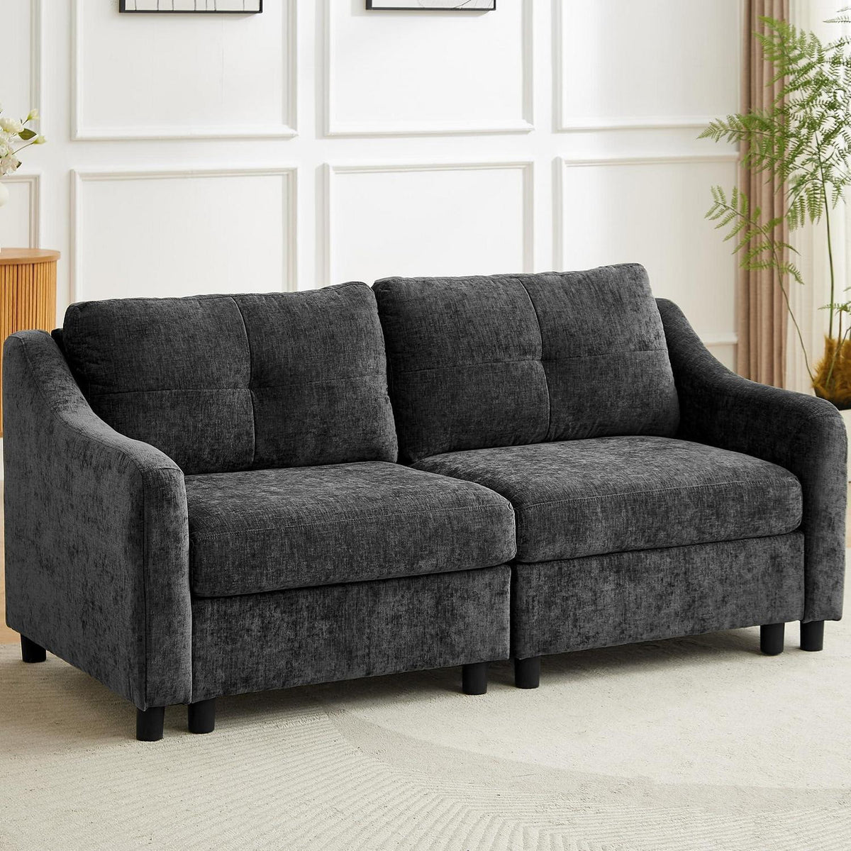 JIEXI Ecksofa mit Schlaffunktion – Grau 2, 251cm